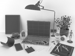 Workplace decorative set - home office Modello 3D