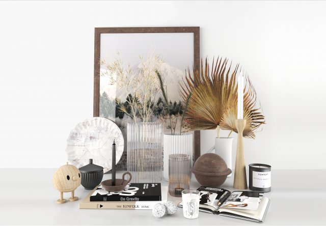 Decorative set with dried flowers Modelo 3D .c4d .max .obj .3ds .fbx .stl .blend 