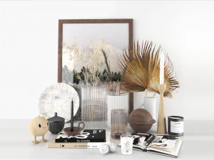 Decorative set with dried flowers 3D Model