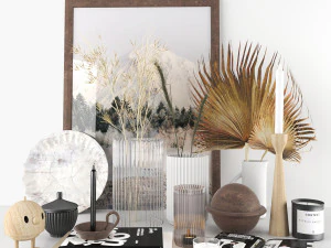 Decorative set with dried flowers 3D Model