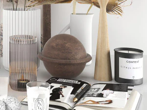 Decorative set with dried flowers 3D Model