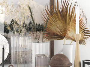 Decorative set with dried flowers 3D Model