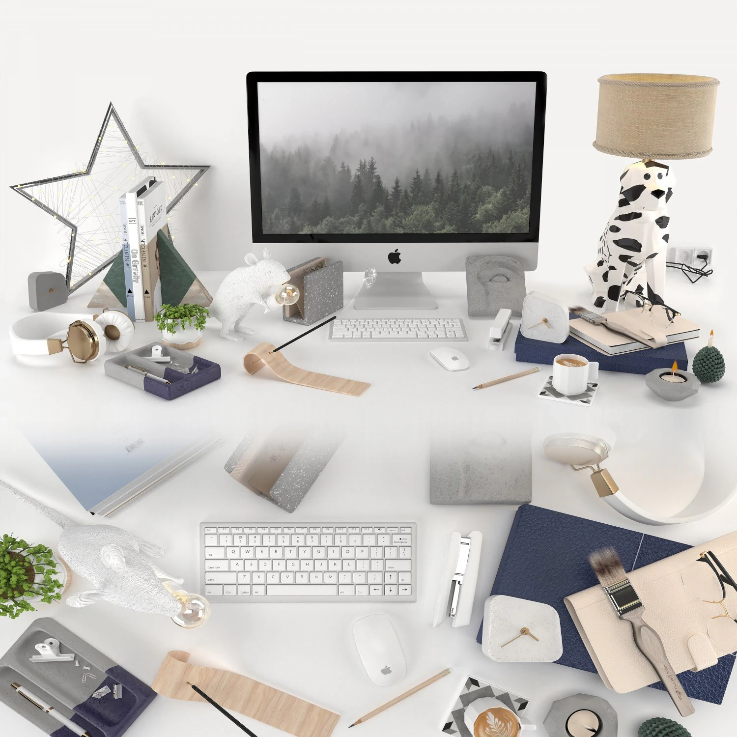 Workplace decorative set - home office 3D Model .c4d .max .obj .3ds .fbx .stl .blend 