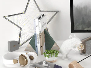 Workplace decorative set - home office 3D Model