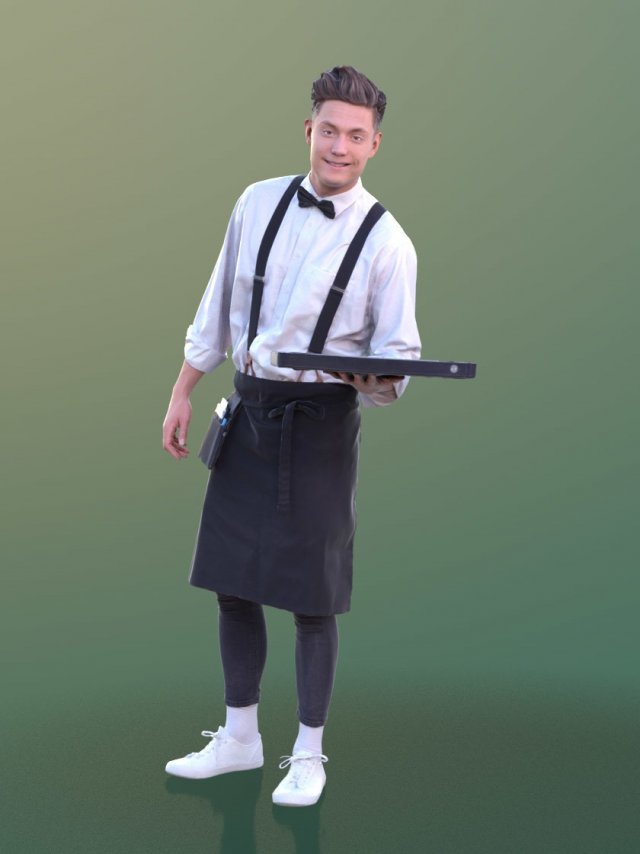 waiter character model 3D Model .c4d .max .obj .3ds .fbx .stl .blend 