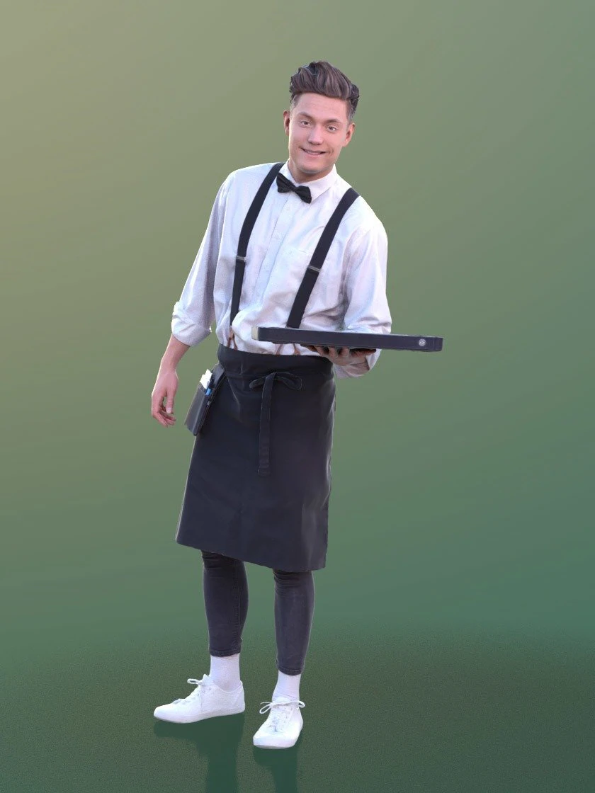 waiter character model 3D Model .c4d .max .obj .3ds .fbx .stl .blend 