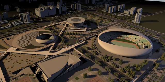 stadium and sports city Model 3D .c4d .max .obj .3ds .fbx .stl .blend 