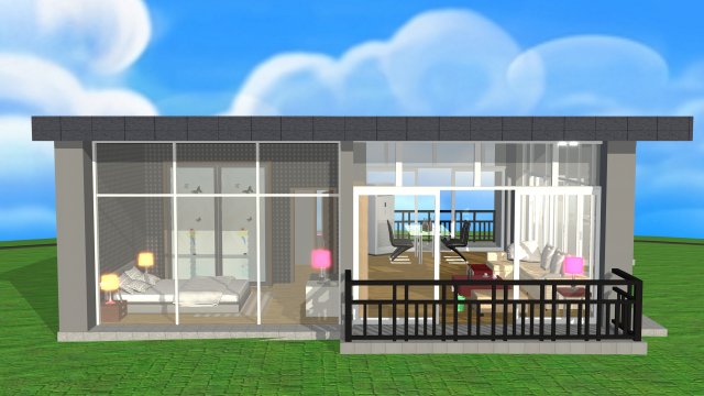 house with interior Model 3D .c4d .max .obj .3ds .fbx .stl .blend 
