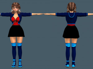cartoony girl 2 rigged 3D Model