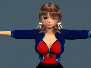 cartoony girl 2 rigged 3D Model