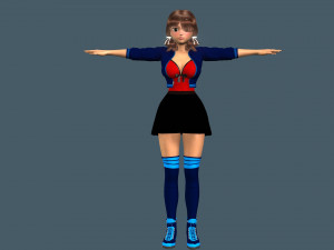 cartoony girl 2 rigged 3D Model