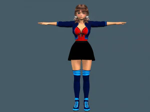 cartoony girl 2 rigged 3D Model