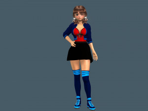 cartoony girl 2 rigged 3D Model