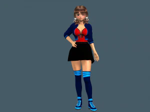 cartoony girl 2 rigged 3D Model