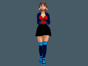 cartoony girl 2 rigged 3D Model