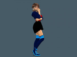 cartoony girl 2 rigged 3D Model