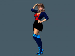 cartoony girl 2 rigged 3D Model