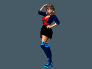 cartoony girl 2 rigged 3D Model