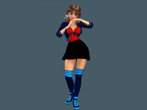 cartoony girl 2 rigged 3D Model