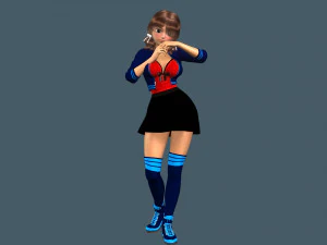 cartoony girl 2 rigged 3D Model