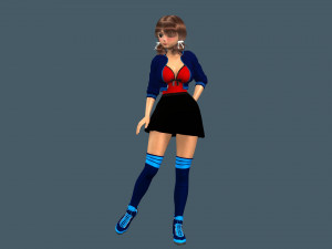 cartoony girl 2 rigged 3D Model