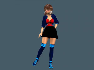 cartoony girl 2 rigged 3D Model