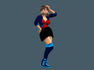 cartoony girl 2 rigged 3D Model