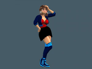 cartoony girl 2 rigged 3D Model