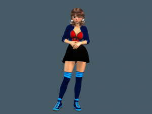 cartoony girl 2 rigged 3D Model