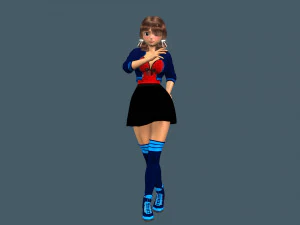 cartoony girl 2 rigged 3D Model