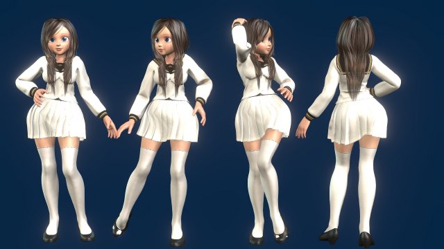 cartoony girl 3 rigged Modelo 3D .c4d .max .obj .3ds .fbx .stl .blend 