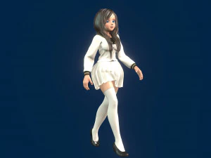 cartoony girl 3 rigged 3D Model