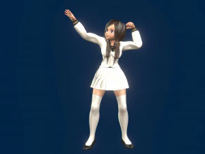 cartoony girl 3 rigged 3D Model