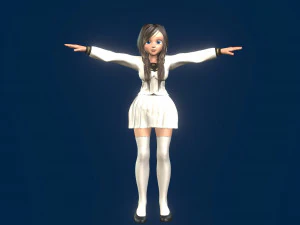cartoony girl 3 rigged 3D Model