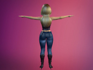 cartoony girl rigged low-poly 3D Model