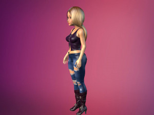 cartoony girl rigged low-poly 3D Model