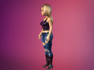 cartoony girl rigged low-poly 3D Model