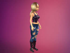 cartoony girl rigged low-poly 3D Model