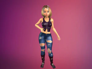 cartoony girl rigged low-poly 3D Model