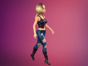 cartoony girl rigged low-poly 3D Model