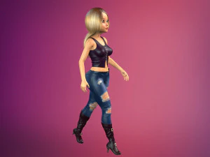 cartoony girl rigged low-poly 3D Model