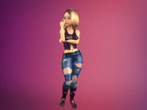 cartoony girl rigged low-poly 3D Model