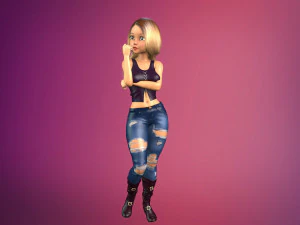 cartoony girl rigged low-poly 3D Model
