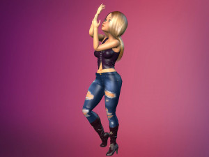 cartoony girl rigged low-poly 3D Model