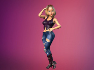 cartoony girl rigged low-poly 3D Model