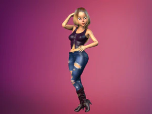 cartoony girl rigged low-poly 3D Model