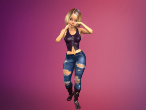 cartoony girl rigged low-poly 3D Model