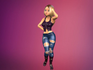 cartoony girl rigged low-poly 3D Model