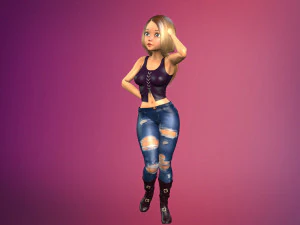 cartoony girl rigged low-poly 3D Model