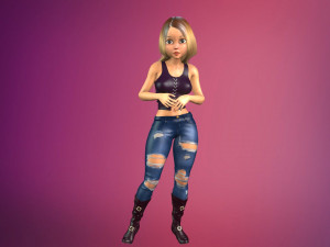 cartoony girl rigged low-poly 3D Model